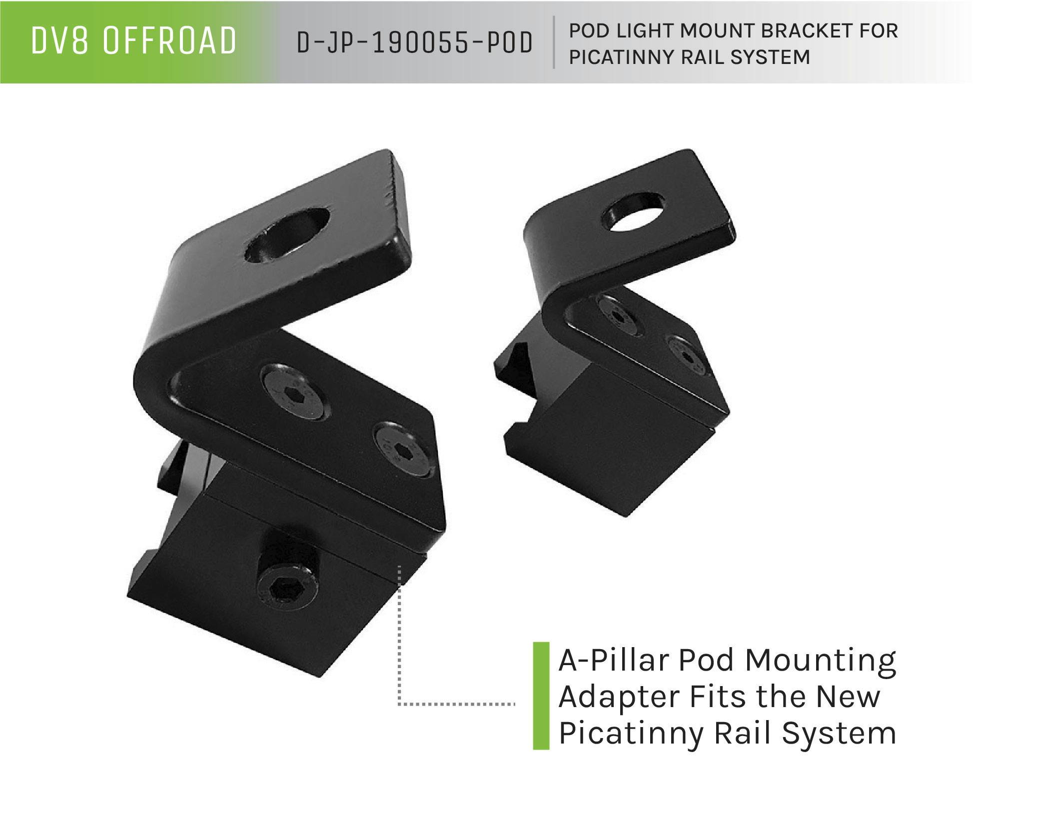DV8 Offroad DJP190055POD Pod Light Mount Bracket For Picatinny Rail